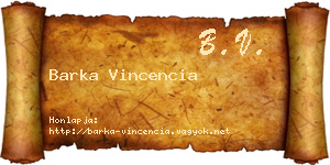 Barka Vincencia névjegykártya